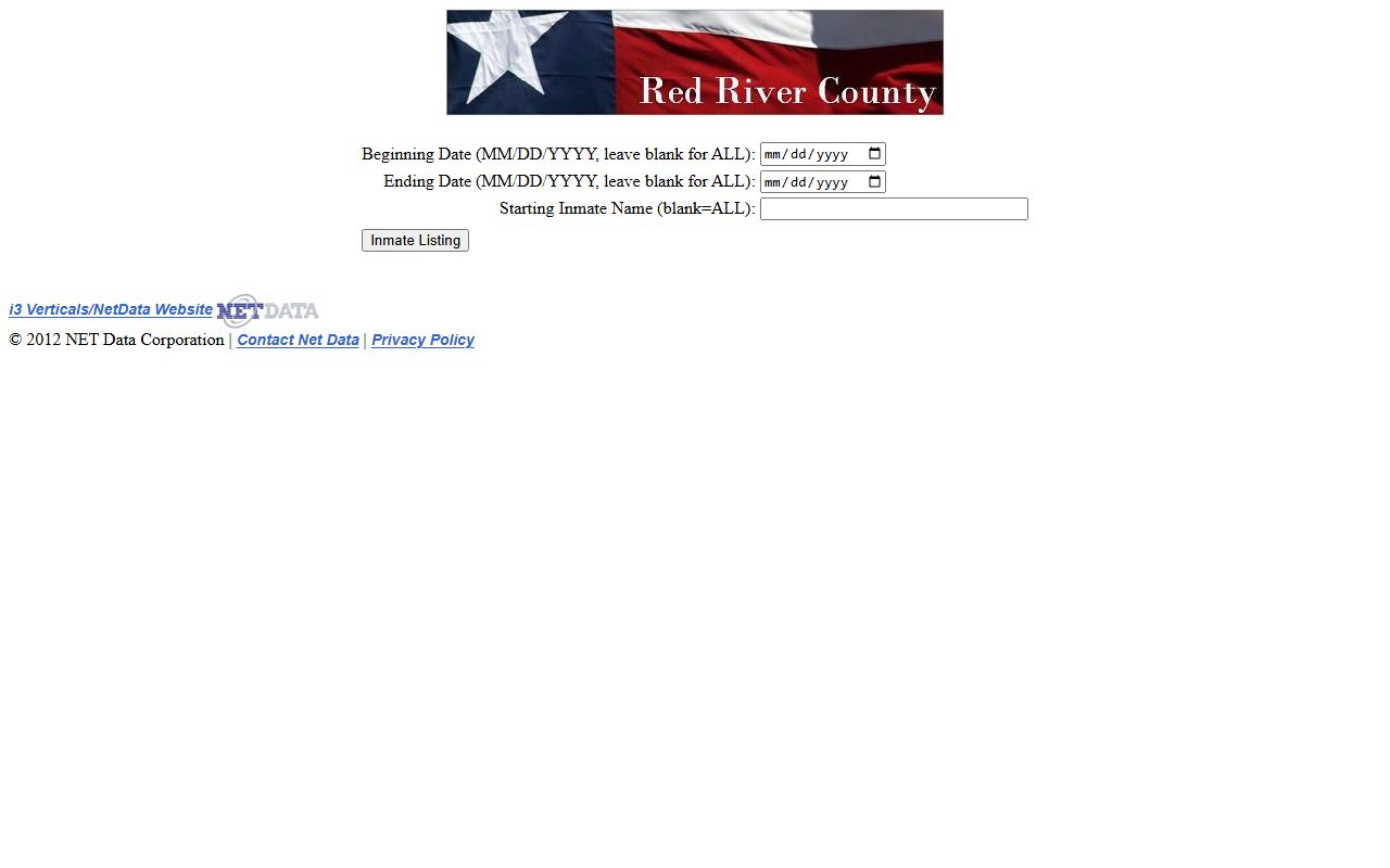 Red River Parish inmate lookup NetData search fields